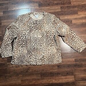Cathy Daniels Animal Print Sueded Polyester Zip Front Jacket Women's XL 90s‎ 80s